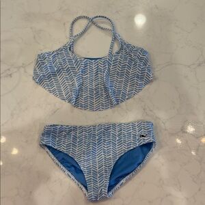 Vineyard Vines Light Blue Patterned Girls Two-Piece Swim Set